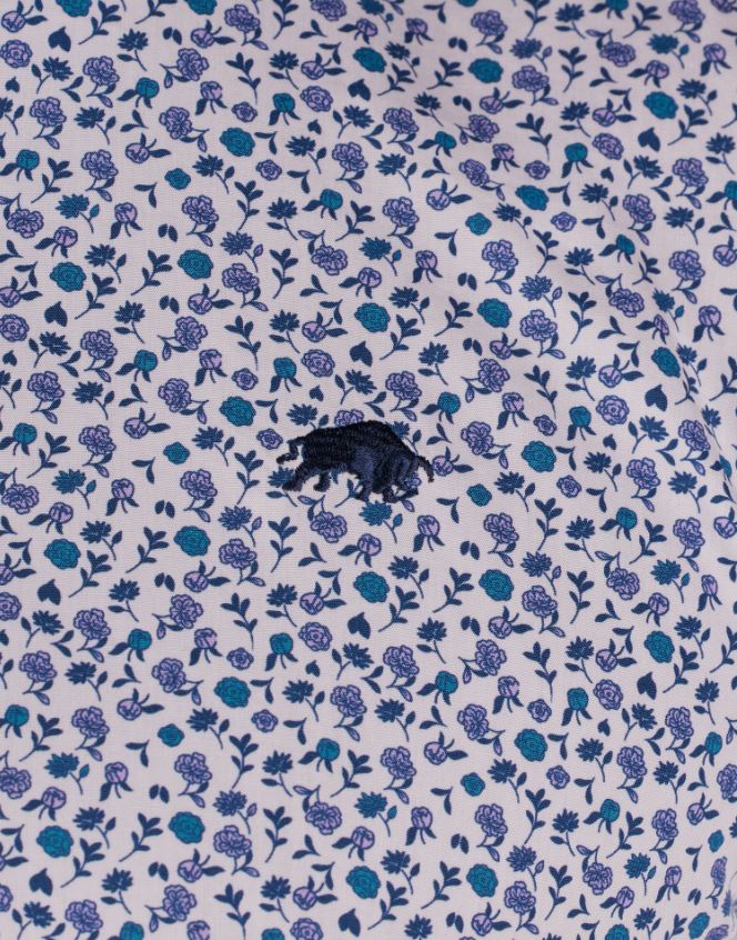 Raging Bull Flower Print Poplin Shirt Purple