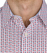 Raging Bull Geo Floral Print Short Shirt Red