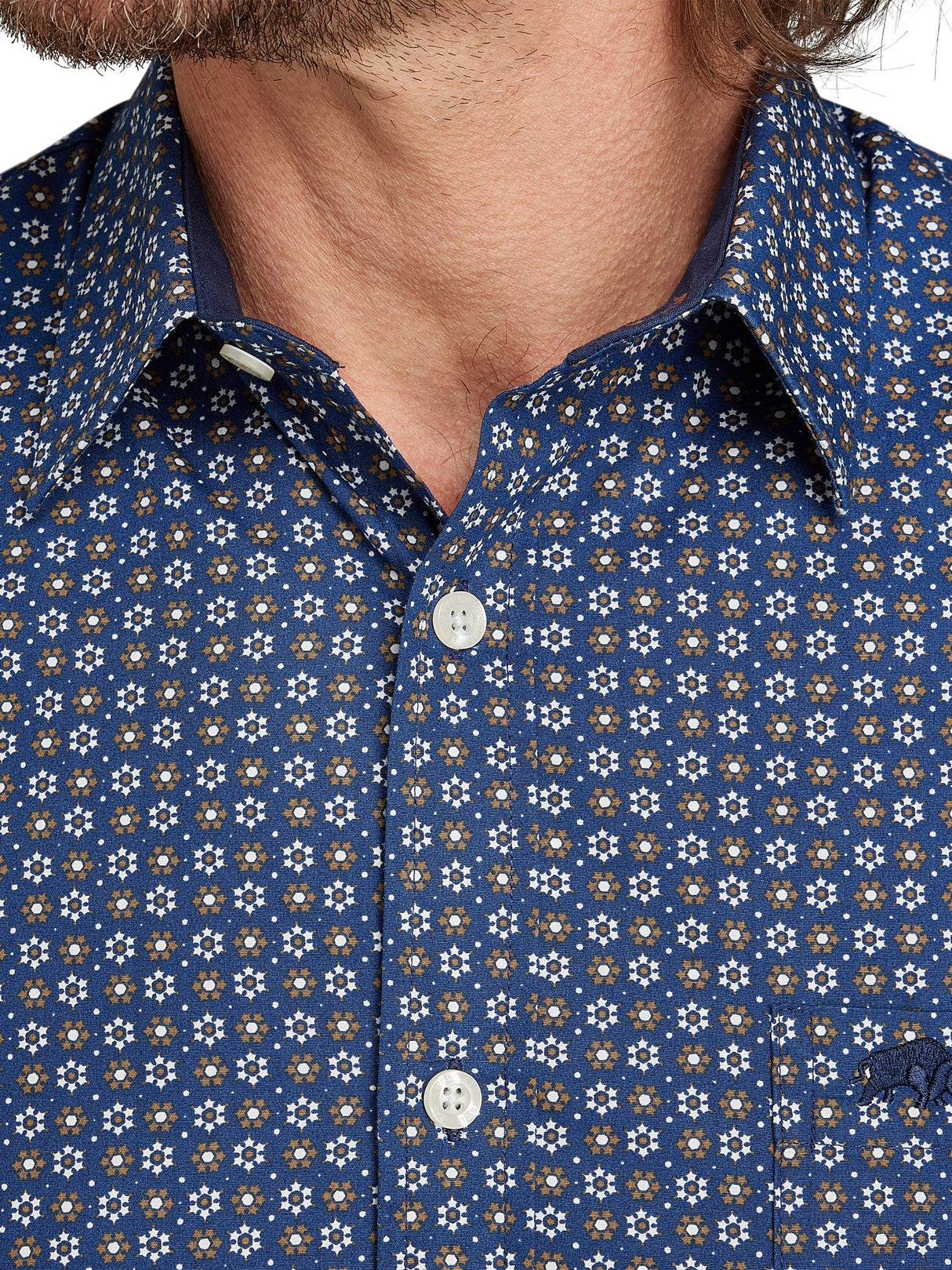 Raging Bull Geo Pattern Navy Shirt Navy