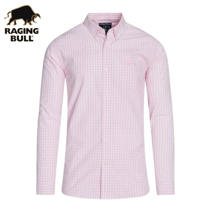 Raging Bull Gingham Check Shirt Pink