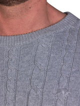 Raging Bull Cable Knit Grey Marl Jumper Grey