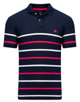 Raging Bull Irregular Pink Stripe Polo Navy