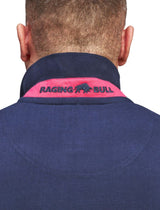 Raging Bull Irregular Pink Stripe Polo Navy