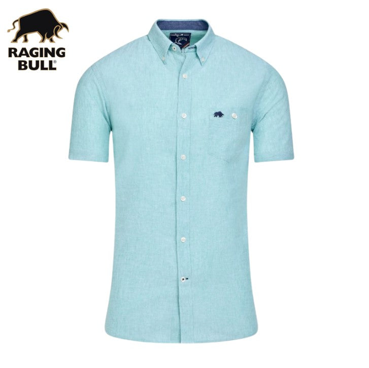 Raging Bull Short Sleeve Linen Shirt Green
