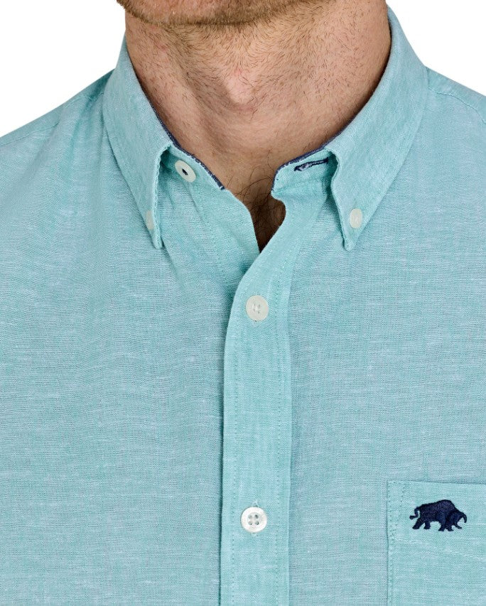 Raging Bull Short Sleeve Linen Shirt Green