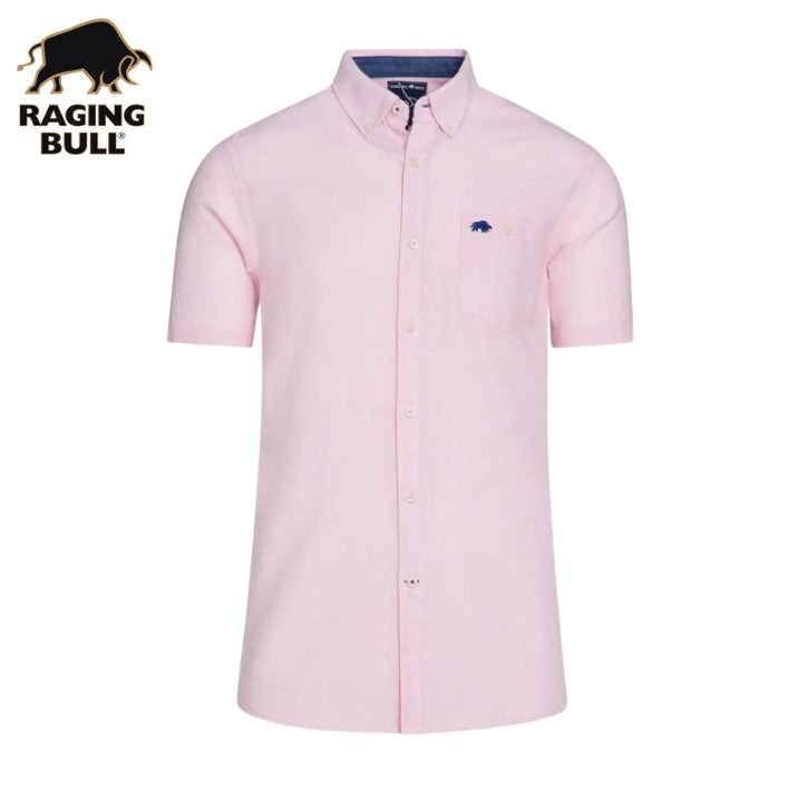Raging Bull Short Sleeve Linen Shirt Pink