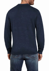 Raging Bull Long Sleeve Knitted Polo Navy