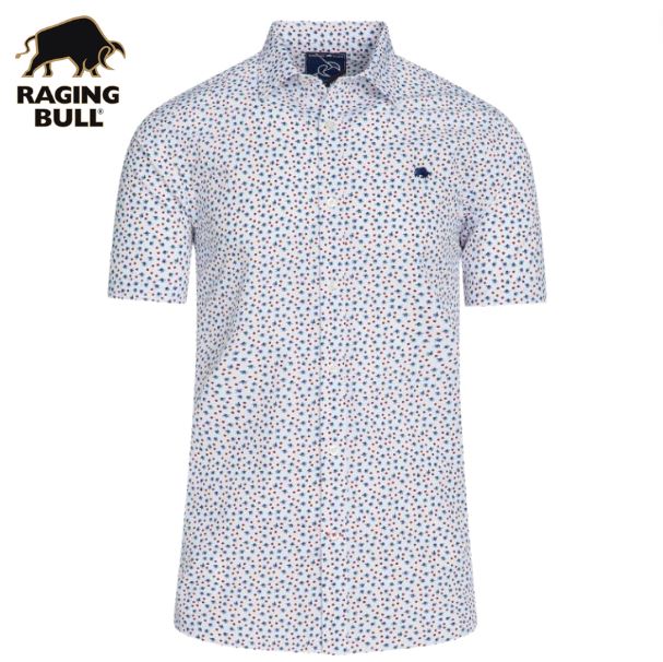 Raging Bull Micro Floral Print Shirt White