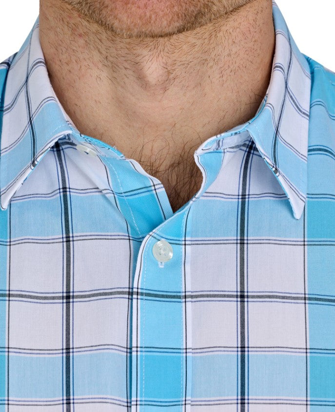 Raging Bull Multi Check Casual Shirt Blue