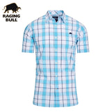 Raging Bull Multi Check Casual Shirt Blue