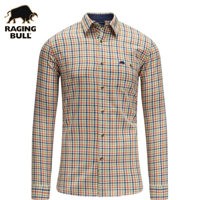 Raging Bull Gingham Orange Check Shirt Orange