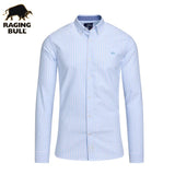 Raging Bull Oxford Stripe Cotton Shirt Blue