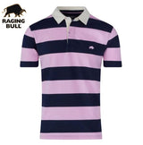 Raging Bull Stripe Rugby Polo Navy
