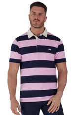 Raging Bull Stripe Rugby Polo Navy