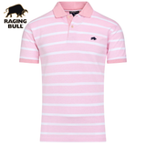 Raging Bull Birdseye Stripe Pique Polo Pink
