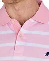 Raging Bull Birdseye Stripe Pique Polo Pink