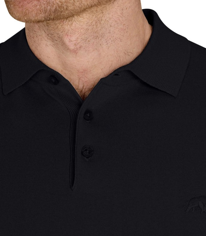 Raging Bull Knitted Black Polo Shirt Black