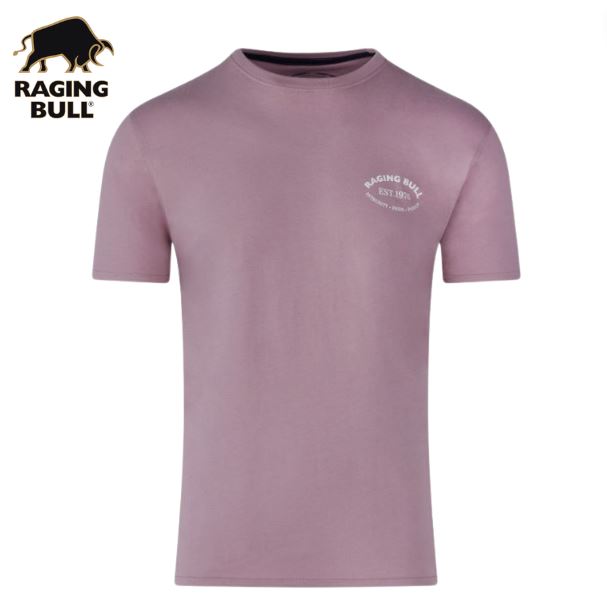 Raging Bull Chest Print Rose T-Shirt Pink