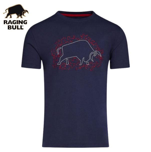 Raging Bull Scatter Stitch Navy T-Shirt Navy