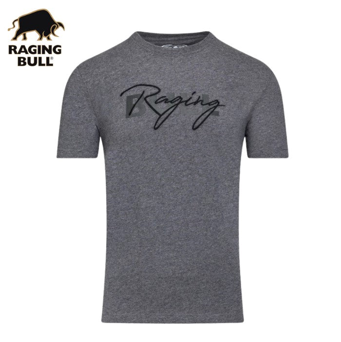 Raging Bull Script Logo Charcoal T-Shirt Grey