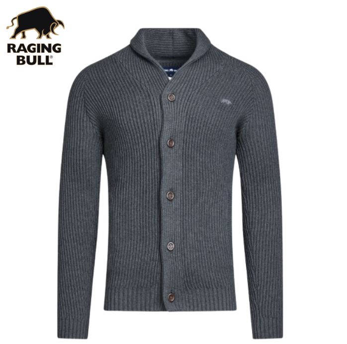 Raging Bull Shawl Button Cardigan Grey