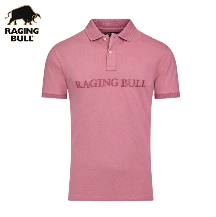 Raging Bull Tonal Embroidered Polo Shirt Pink