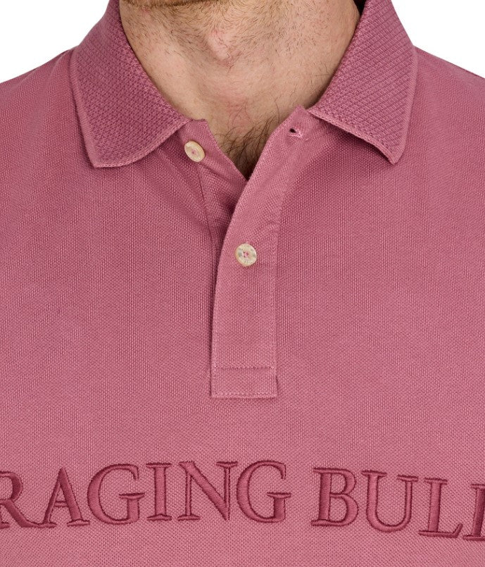 Raging Bull Tonal Embroidered Polo Shirt Pink