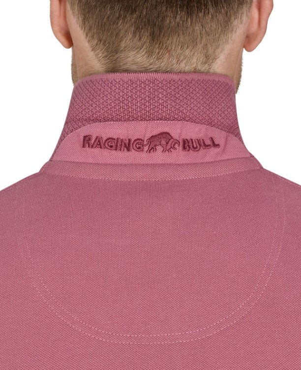 Raging Bull Tonal Embroidered Polo Shirt Pink