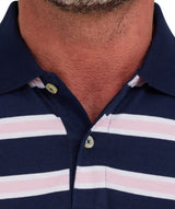 Raging Bull Tram Stripe Pink & Navy Polo Navy