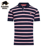Raging Bull Trio Stripe Pink & Navy Polo Navy