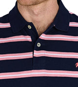 Raging Bull Trio Stripe Pink & Navy Polo Navy