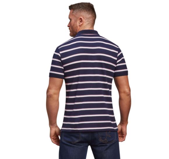 Raging Bull Trio Stripe Navy & Pink Polo Navy