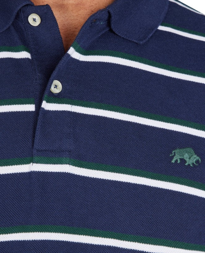 Raging Bull Triple Stripe Navy Polo Navy