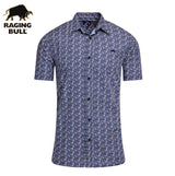 Raging Bull Tropical Palm Print Shirt Navy