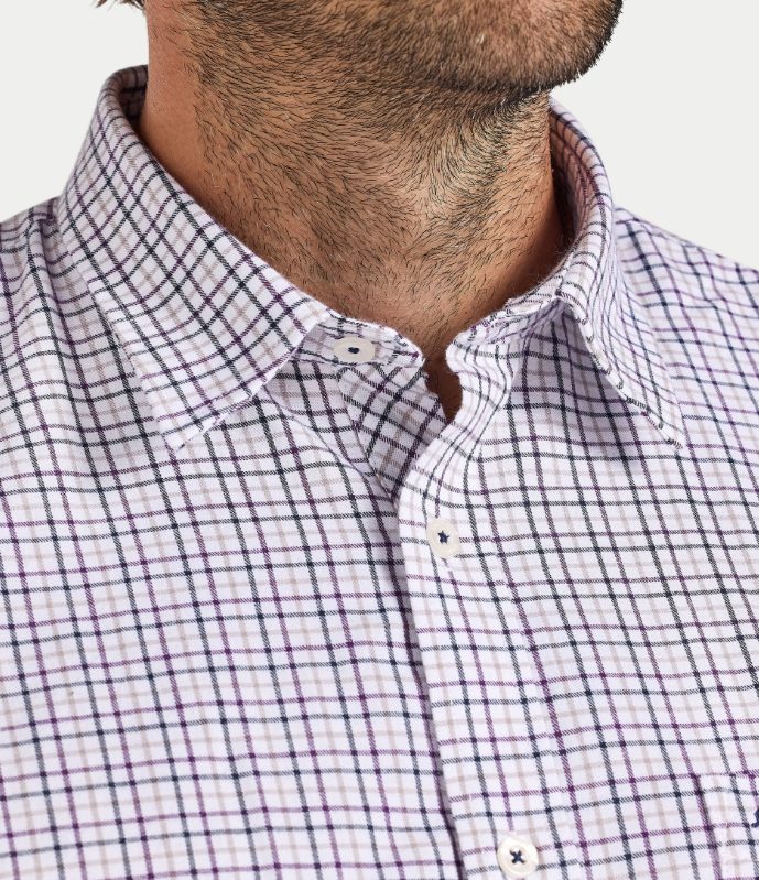 Raging Bull Brushed Twill Check Shirt Purple
