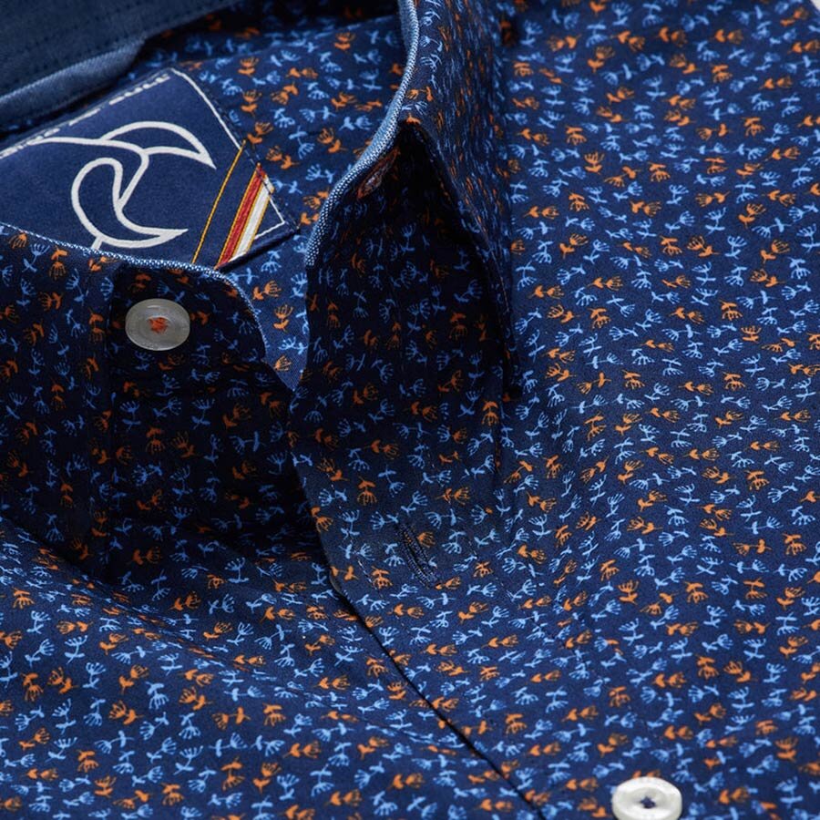 Raging Bull Ditsy Floral Print Shirt Navy
