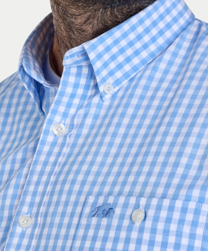 Raging Bull Classic Gingham Sky Shirt Blue