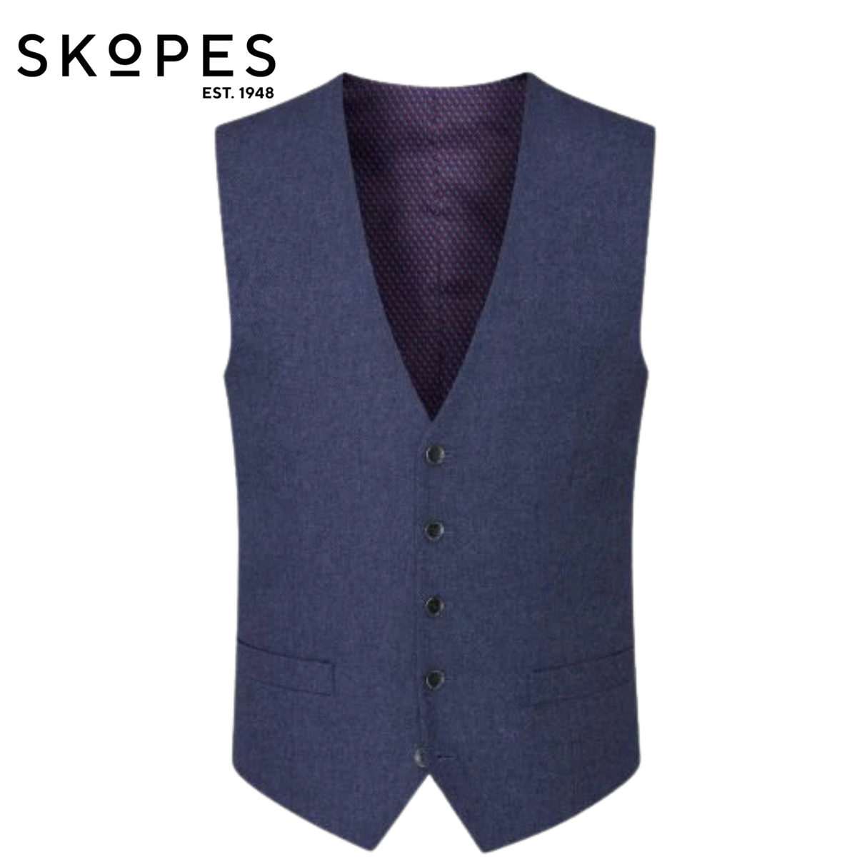 Skopes Ruthin Blue X-Long Waistcoat Blue
