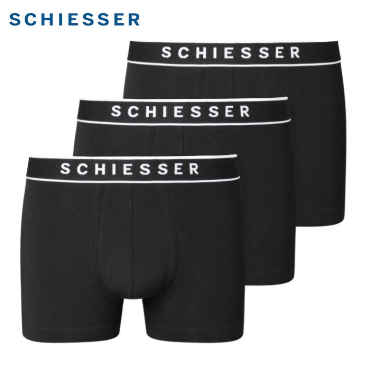 Schiesser 3-Pack Stretch Boxer Briefs Black
