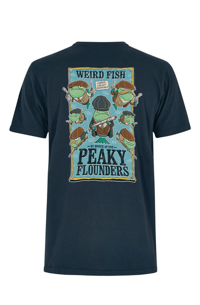 Weird Fish Peaky Flounders Artist Tee Navy