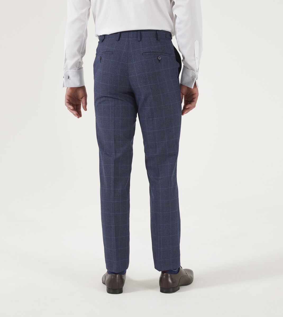 Skopes Anello Blue Check Suit Trousers Blue