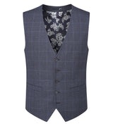 Skopes Anello Xlong Blue Check Waistcoat Navy