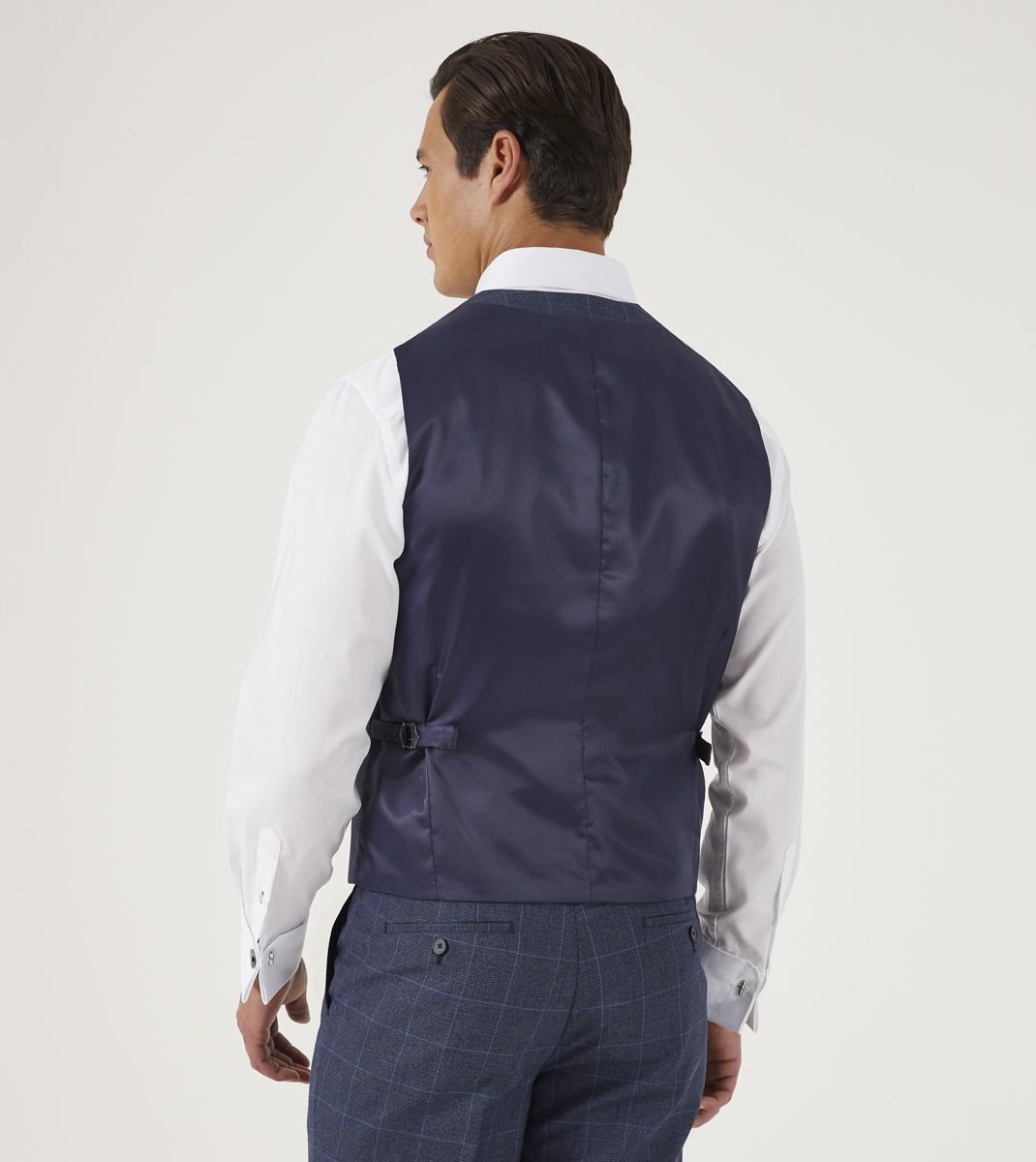 Skopes Anello Xlong Blue Check Waistcoat Navy