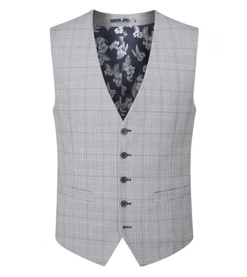 Skopes Anello Grey Check Suit Waistcoat Grey