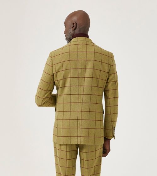 Skopes Anton Lovat/Red Check Jacket Khaki Green