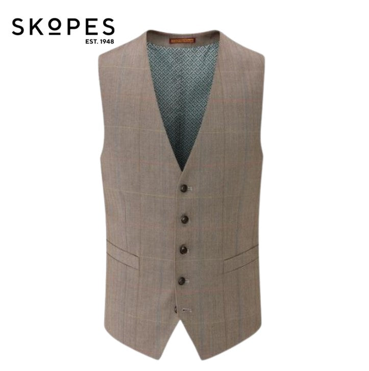 Skopes Dunstall X-Long Check Waistcoat Blue