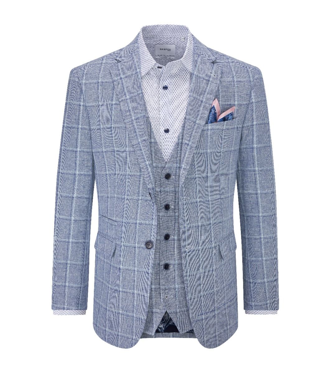 Skopes Lumis Blue Check Sports Jacket Sky Blue