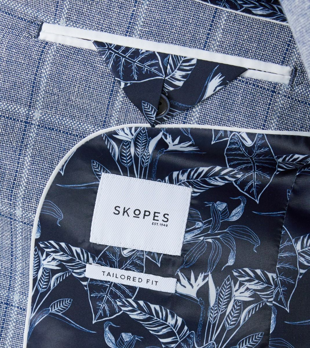 Skopes Lumis Blue Check Sports Jacket Sky Blue