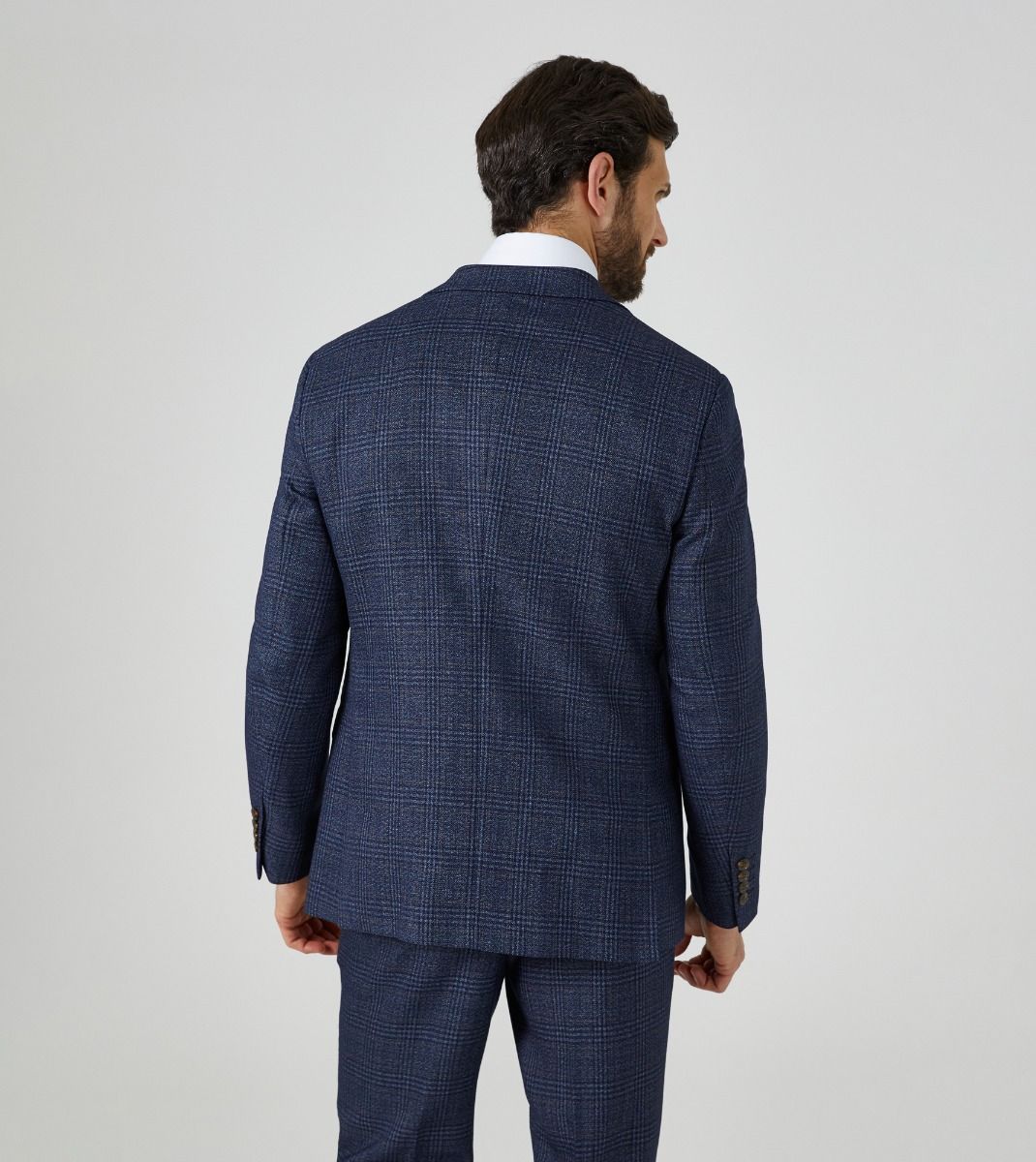 Skopes Woolf Navy Check Suit Jacket Navy