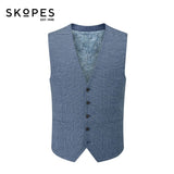 Skopes Anthony X-Long Check Waistcoat Blue